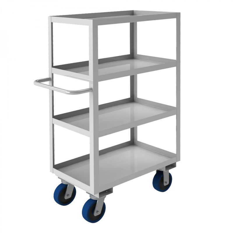 Durham Stainless Steel Stock Cart With 6" X 2" Polyurethane Casters, (2) Rigid And (2) Swivel