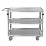 Durham Stainless Steel Stock Cart With (4) 4" X 1-1/4" Polyurethane Swivel Casters, 3 Shelves