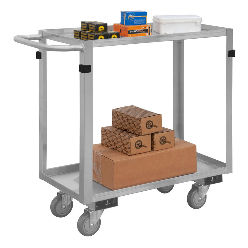 Durham Stainless Steel Stock Cart With (4) 4 X 1-1/4" Swivel Polyurethane Casters, 2 Shelves