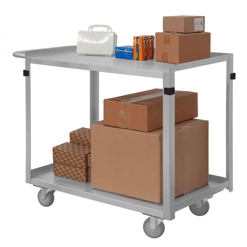 Durham Stainless Steel Stock Cart With (4) 4 X 1-1/4" Swivel Polyurethane Casters, 2 Shelves