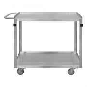 Durham Stainless Steel Stock Cart With (4) 4 X 1-1/4" Swivel Polyurethane Casters, 2 Shelves