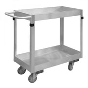 Durham Stainless Steel Stock Cart With (4) 4" X 1-1/4" Swivel Polyurethane Casters, 2 Shelves