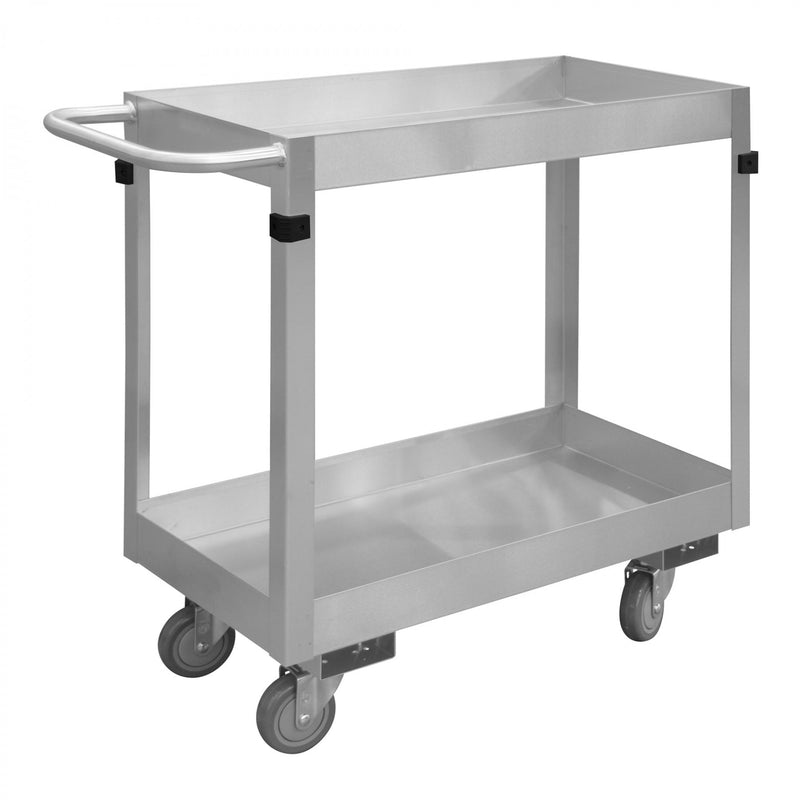 Durham Stainless Steel Stock Cart With (4) 4" X 1-1/4" Swivel Polyurethane Casters, 2 Shelves
