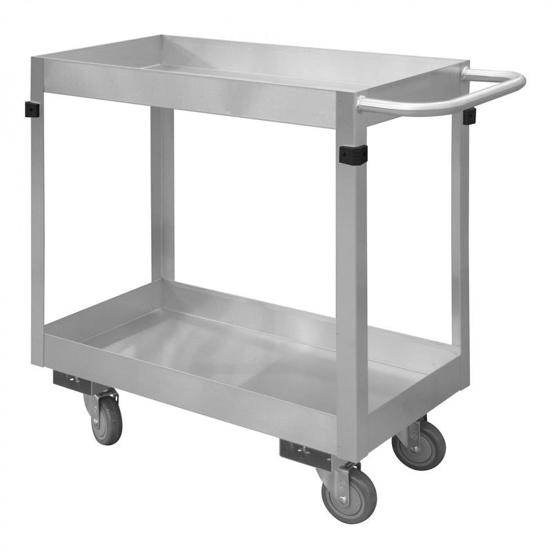 Durham Stainless Steel Stock Cart With (4) 4" X 1-1/4" Swivel Polyurethane Casters, 2 Shelves