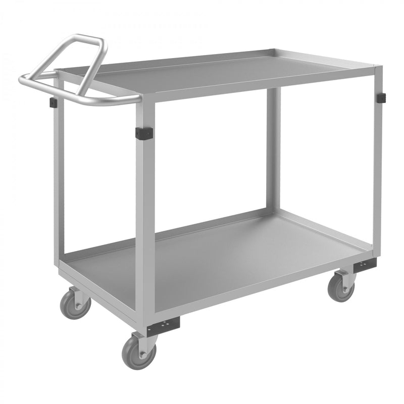 Durham Stainless Steel Stock Cart With (4) 4 X 1-1/4" Swivel Polyurethane Casters, 2 Shelves