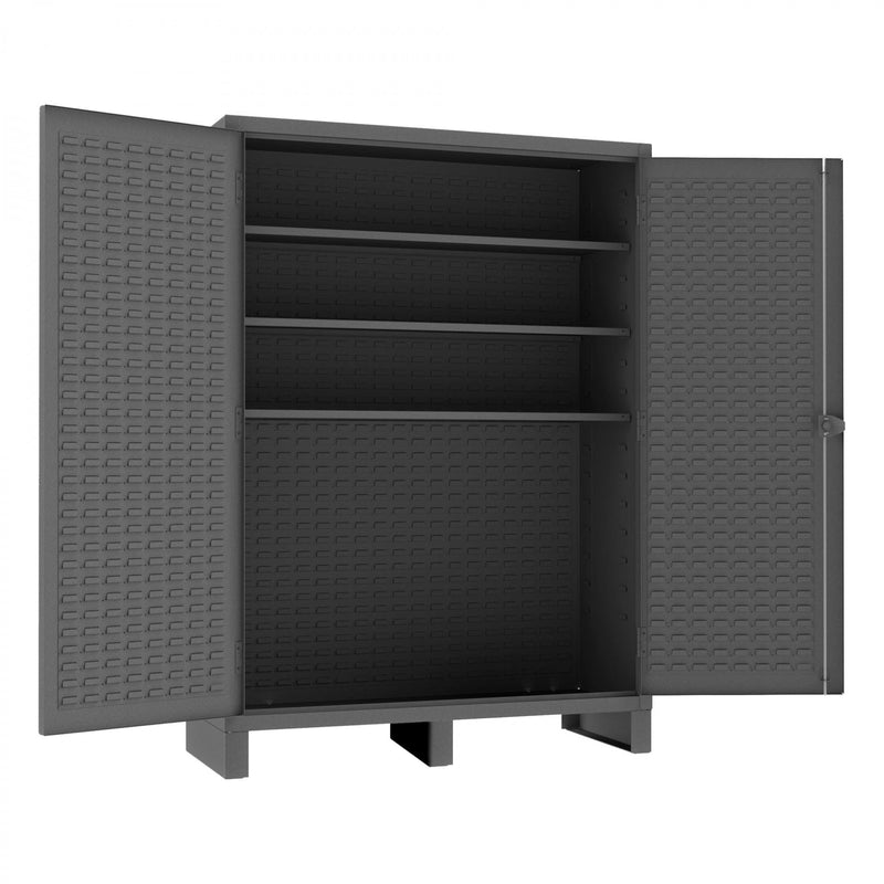 Durham Heavy Duty Cabinet, 14 Gauge, 60 x 24 x 84, 3 Adjustable Shelves, Gray