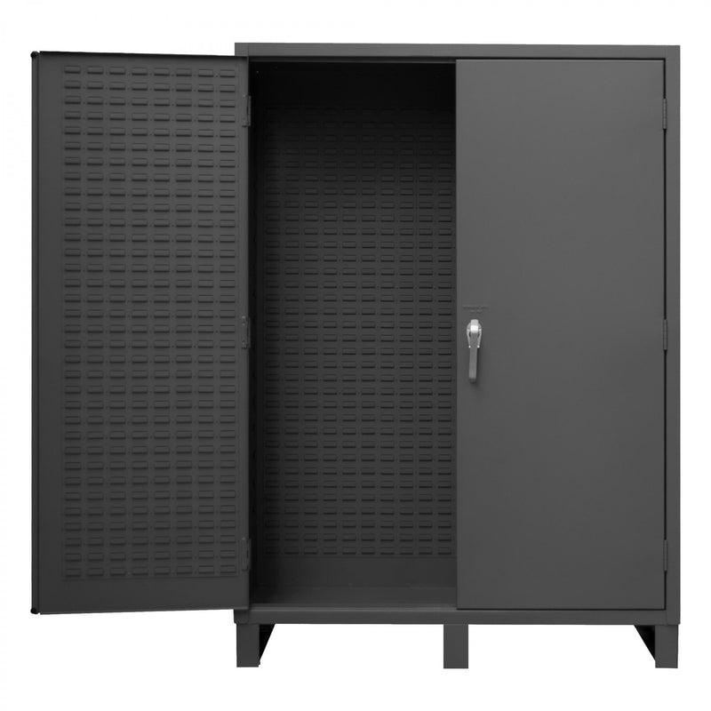 Durham Heavy Duty Cabinet, 14 Gauge, 60 x 24 x 84, Flush Doors with Louvered Panel