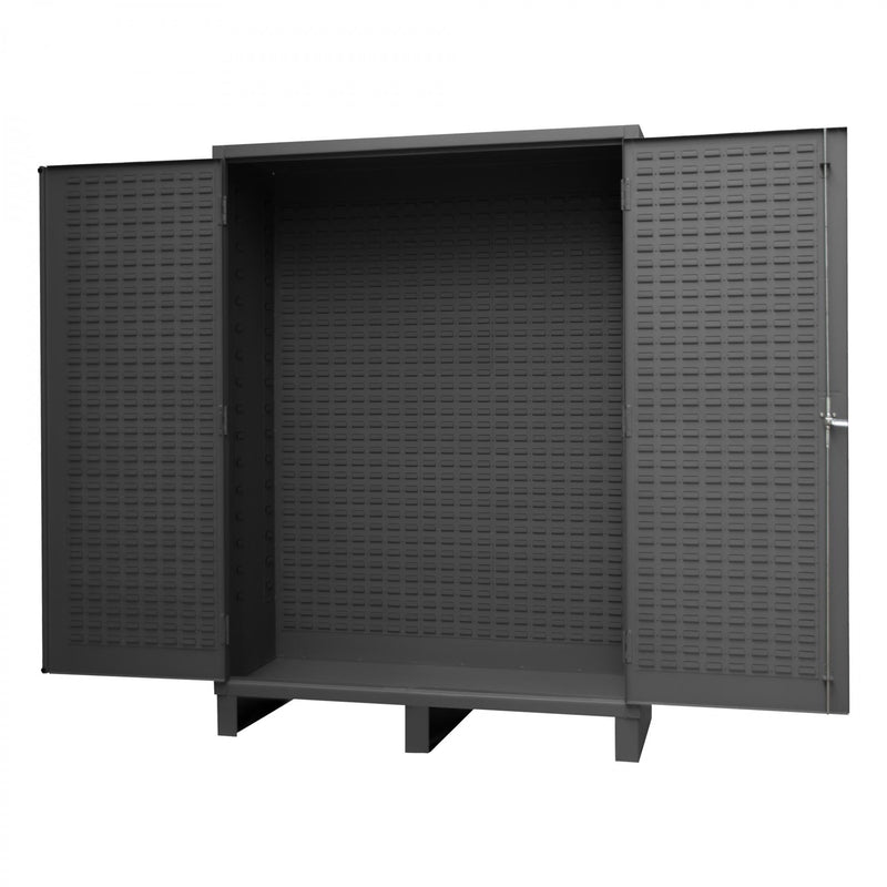 Durham Heavy Duty Cabinet, 14 Gauge, 60 x 24 x 84, Flush Doors with Louvered Panel