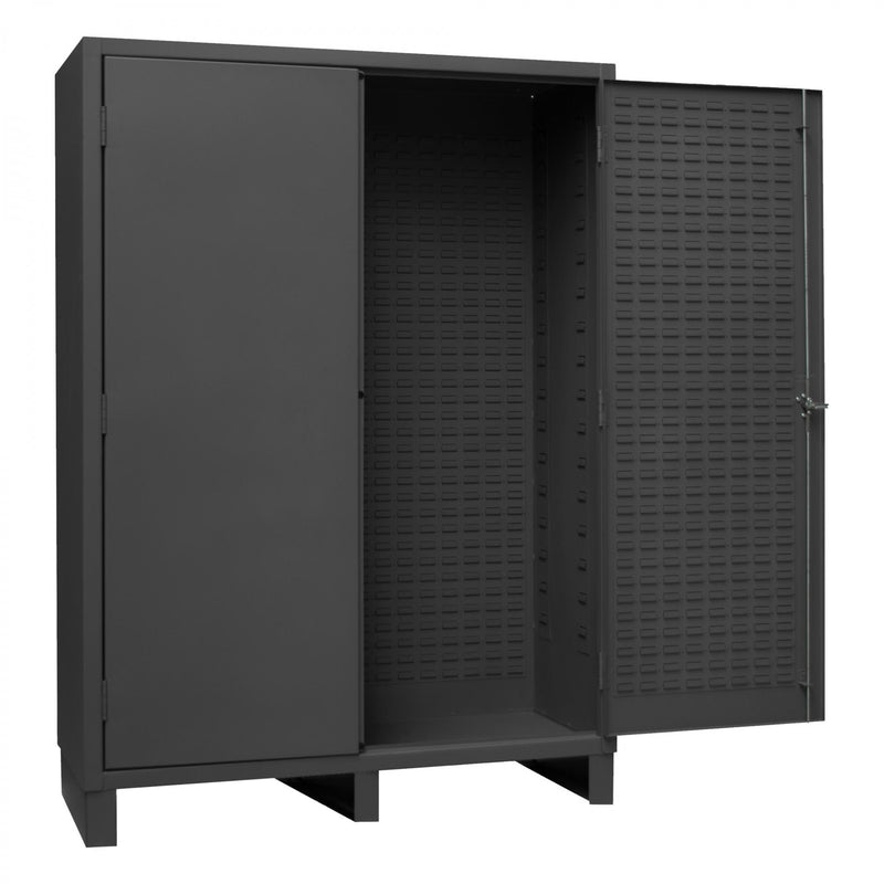 Durham Heavy Duty Cabinet, 14 Gauge, 60 x 24 x 84, Flush Doors with Louvered Panel