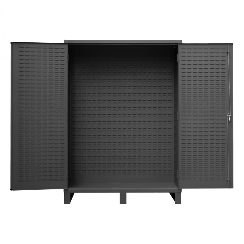 Durham Heavy Duty Cabinet, 14 Gauge, 60 x 24 x 84, Flush Doors with Louvered Panel