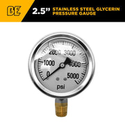 Stainless Steel Glycerin Pressure Gauge BE Power Equipment
