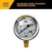 Stainless Steel Glycerin Pressure Gauge BE Power Equipment