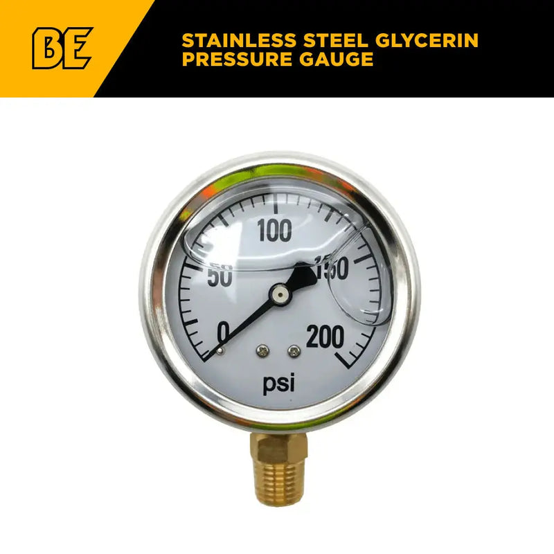 Stainless Steel Glycerin Pressure Gauge BE Power Equipment