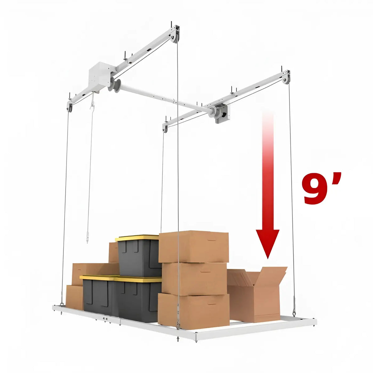 E-Z Storage 4′ x 8′ Retractable Ceiling Storage Garage Lift - Vovlift