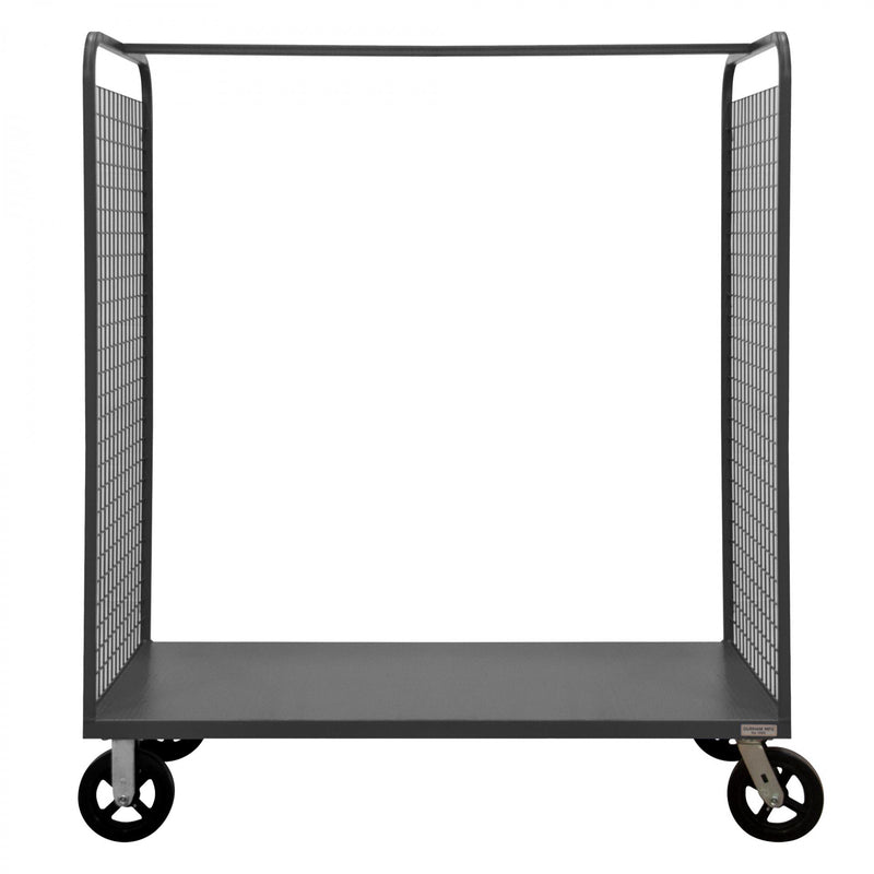 Durham Wire Cart With 8" x 2" Mold-On-Rubber Casters, (2) Rigid And (2) Swivel With 1 Shelf, Gray