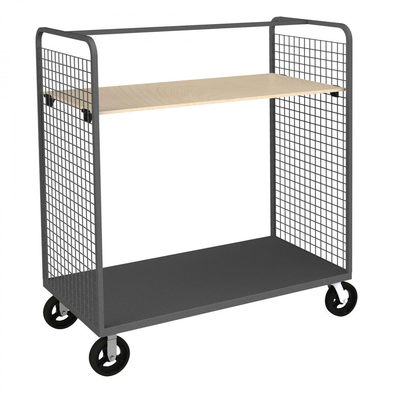 Durham Wire Cart With 8" x 2" Mold-On-Rubber Casters, (2) Rigid And (2) Swivel, Gray