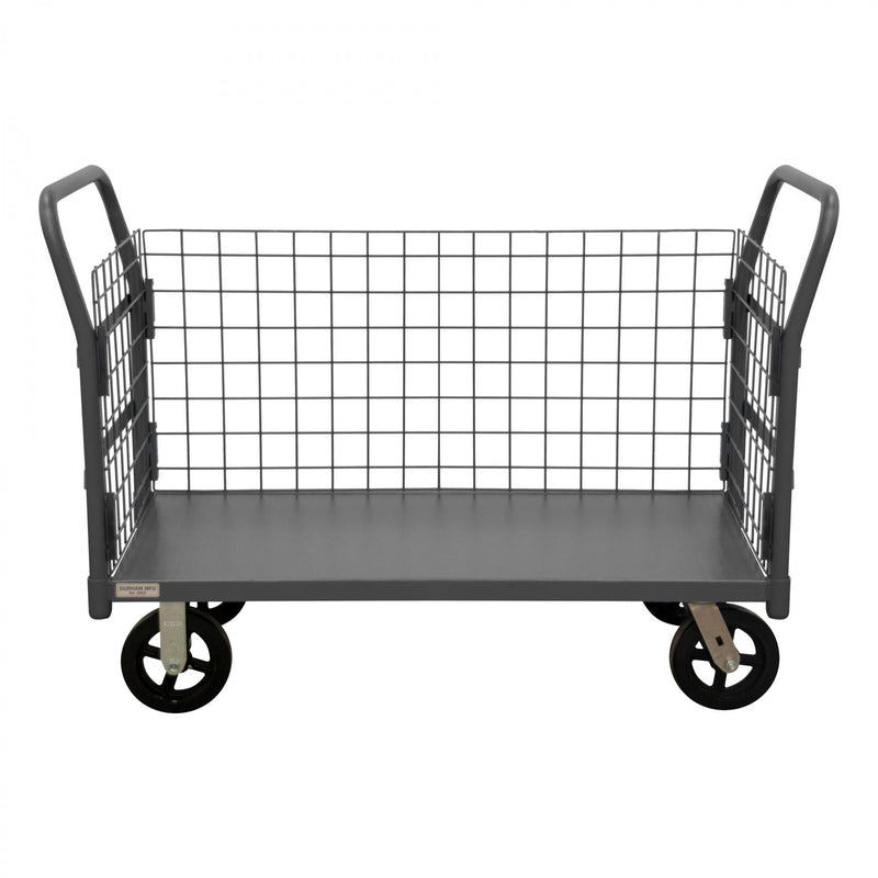 Durham Wire Cart With 8" x 2" Mold-On-Rubber Casters, (2) Rigid And (2) Swivel