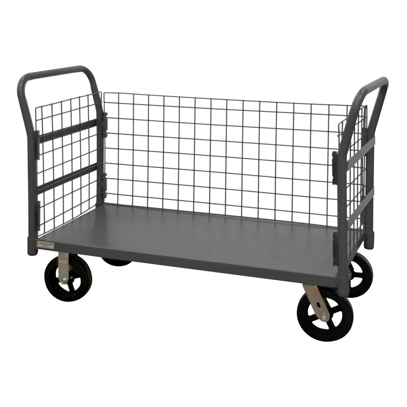 Durham Wire Cart With 8" x 2" Mold-On-Rubber Casters, (2) Rigid And (2) Swivel