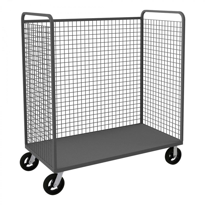Durham Wire Cart With 8" x 2" Mold-On-Rubber Casters, (2) Rigid, (2) Swivel With 1 Base Shelf, Gray