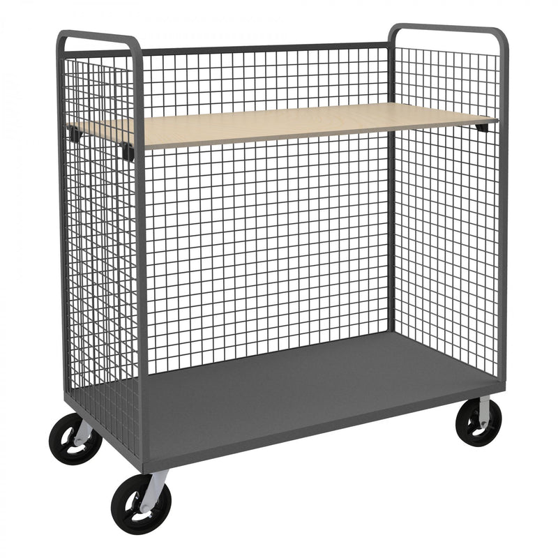 Durham Wire Cart With 8" x 2" Mold-On-Rubber Casters, (2) Rigid, (2) Swivel, 1 Base, Gray