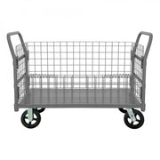 Durham Wire Cart With 8" x 2" Mold-On-Rubber Casters, (2) Rigid And (2) Swivel, 1 Shelf