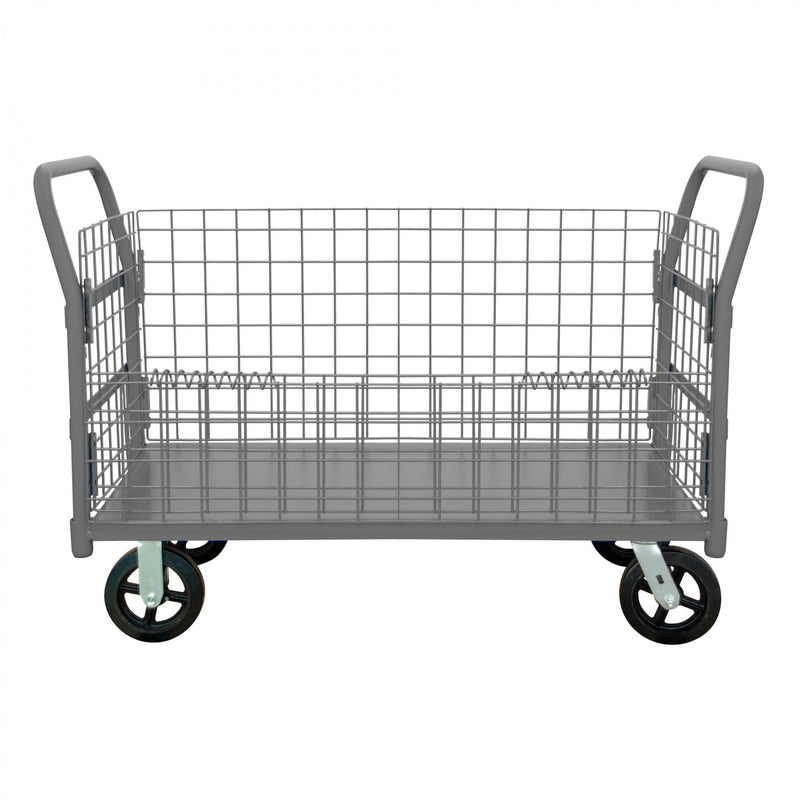 Durham Wire Cart With 8" x 2" Mold-On-Rubber Casters, (2) Rigid And (2) Swivel, 1 Shelf