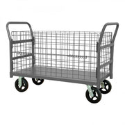 Durham Wire Cart With 8" x 2" Mold-On-Rubber Casters, (2) Rigid And (2) Swivel, 1 Shelf