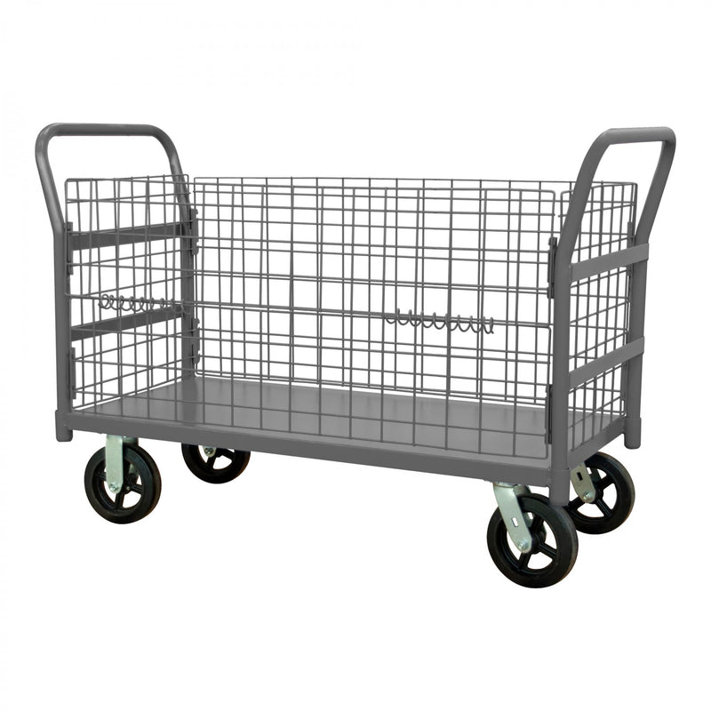 Durham Wire Cart With 8" x 2" Mold-On-Rubber Casters, (2) Rigid And (2) Swivel, 1 Shelf