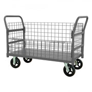 Durham Wire Cart With 8" x 2" Mold-On-Rubber Casters, (2) Rigid And (2) Swivel, 1 Shelf