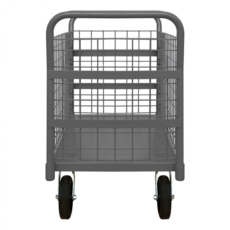 Durham Wire Cart With 8" x 2" Mold-On-Rubber Casters, (2) Rigid And (2) Swivel, 1 Shelf