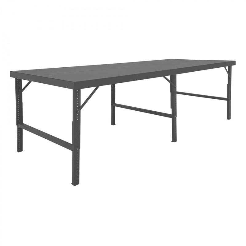 Durham Adjustable Height Workbench, 120 x 48, 14 Gauge, Steel Top, 2000 lbs. Capacity, Gray