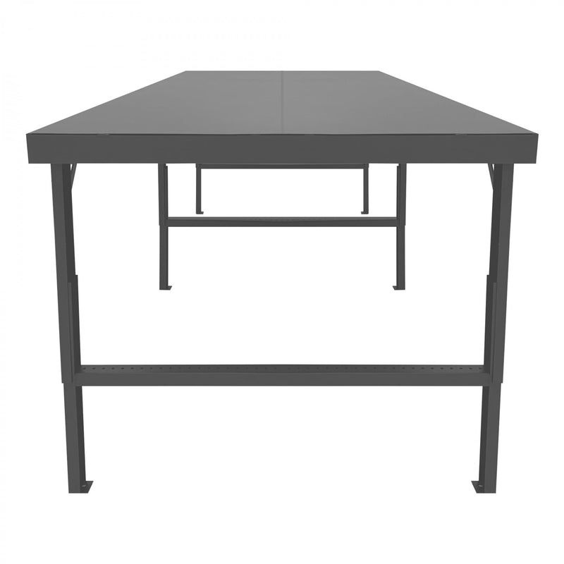 Durham Adjustable Height Workbench, 120 x 48, 14 Gauge, Steel Top, 2000 lbs. Capacity, Gray