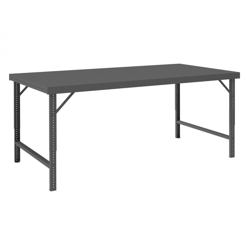 Durham Adjustable Height Workbench, 96 x 30, 14 Gauge, Steel Top, 2000 lbs. Capacity, Gray
