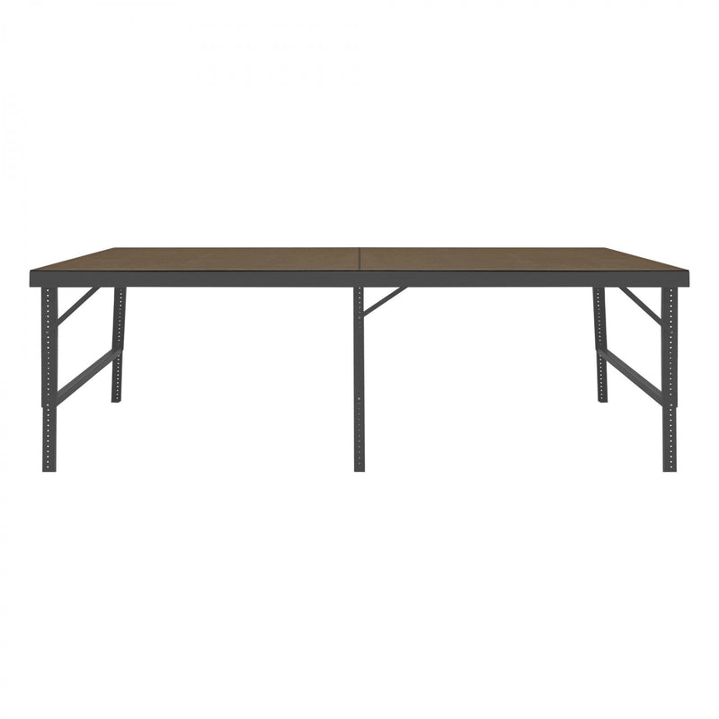 Durham Adjustable Height Workbench, 120 x 48, 14 Gauge, Tempered Hardboard Top, 2000 lbs. Capacity