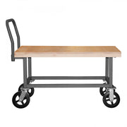 Durham Platform Truck, Work Height, 14 Gauge, 1800 lbs Capacity, Wood Shelf, 30 x 60, Flush Deck