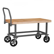 Durham Platform Truck, Work Height, 14 Gauge, 1800 lbs Capacity, Wood Shelf, 30 x 60, Flush Deck