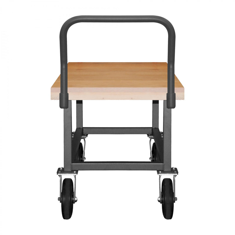 Durham Platform Truck, Work Height, 14 Gauge, 1800 lbs Capacity, Wood Shelf, 24 x 48, Flush Deck
