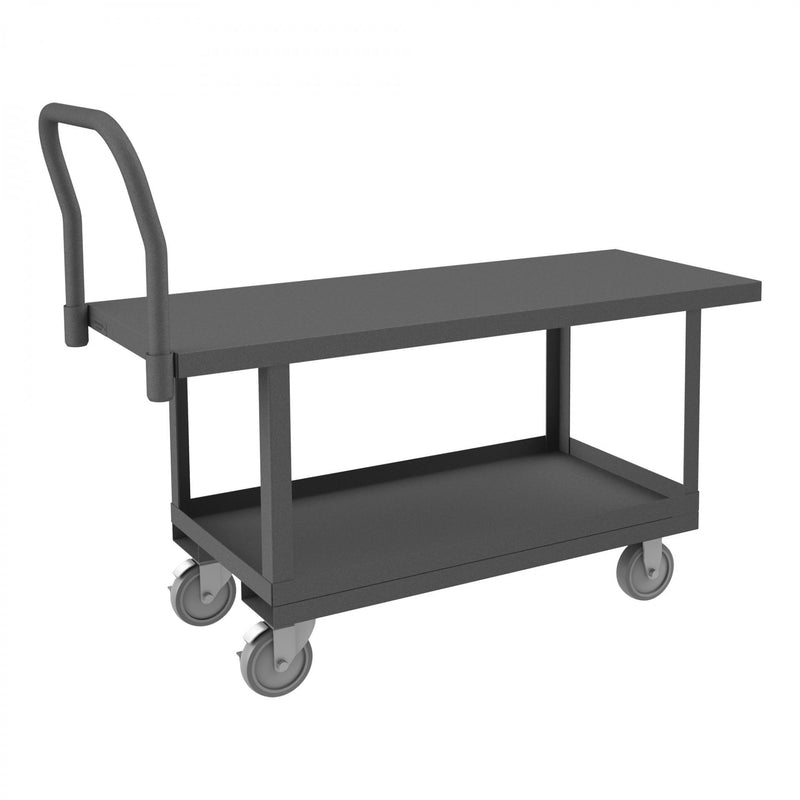 Durham Platform Truck, Work Height, 12 Gauge, 1400 lbs Capacity, 2 Shelves, 30 x 48