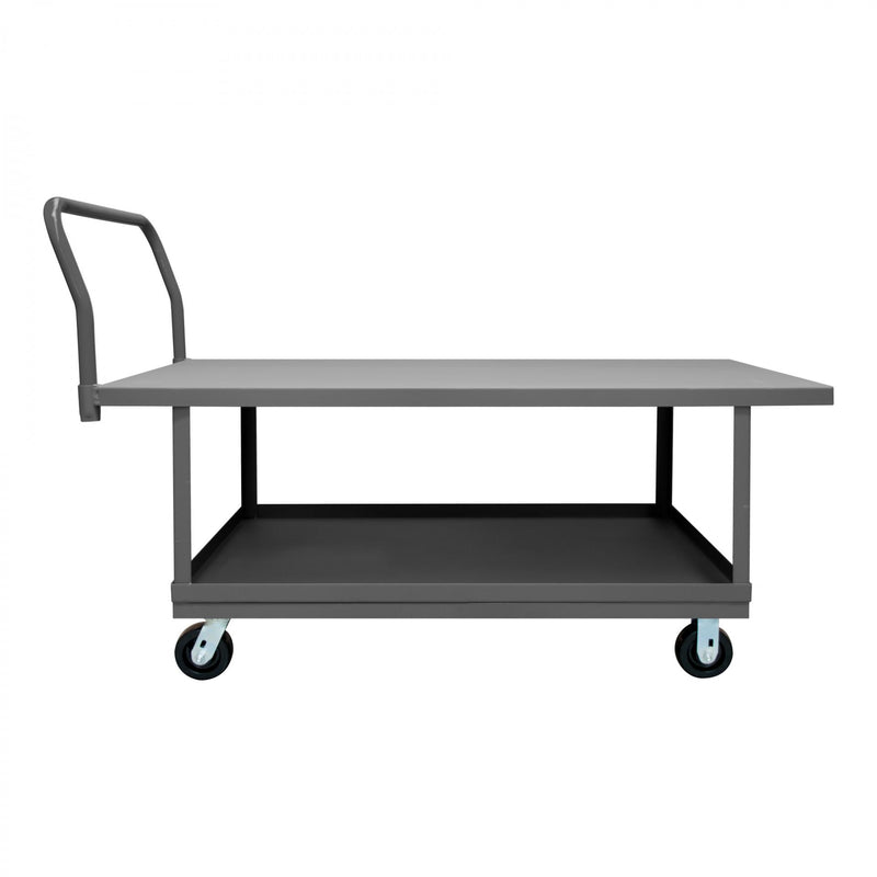 Durham Platform Truck, Work Height, 12 Gauge, 2000 lbs Capacity, 2 Shelves, 30 x 60, Gray