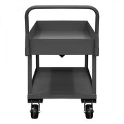 Durham Platform Truck, Work Height, 12 Gauge, 2000 lbs Capacity, 2 Shelves, 24 x 48, Lipped Deck, Gray