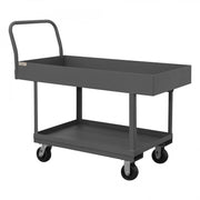 Durham Platform Truck, Work Height, 12 Gauge, 2000 lbs Capacity, 2 Shelves, 24 x 48, Lipped Deck, Gray