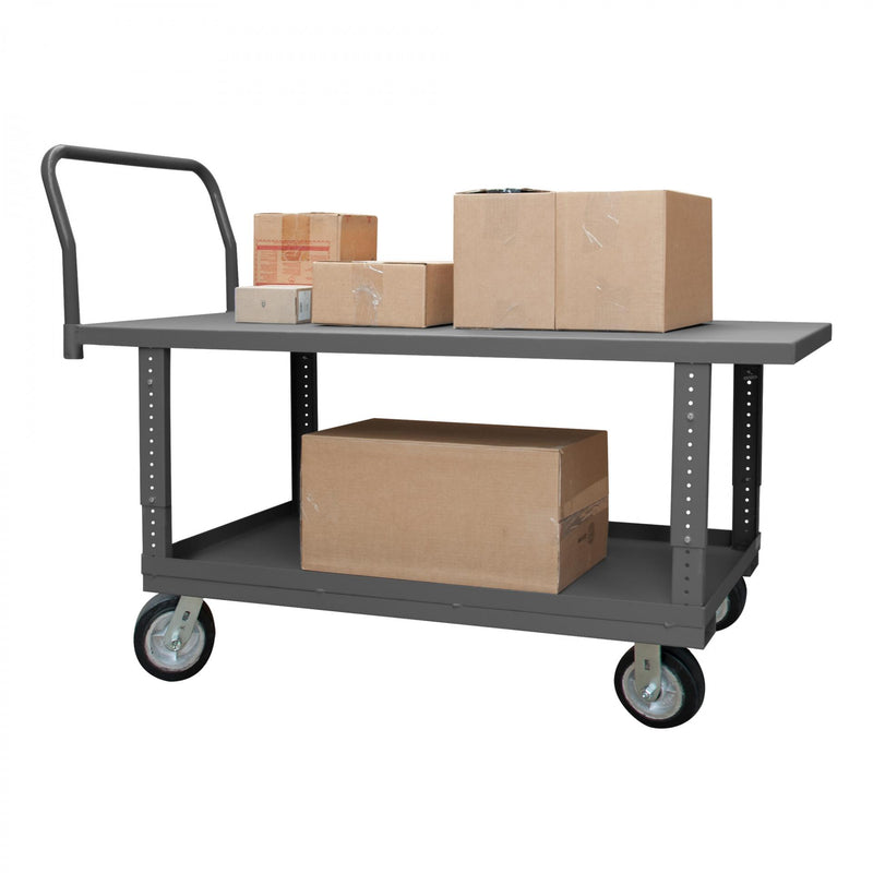Durham Platform Truck, Adjustable Work Height, 12 Gauge, 2000 lbs Capacity, 2 Shelves, 30 x 48