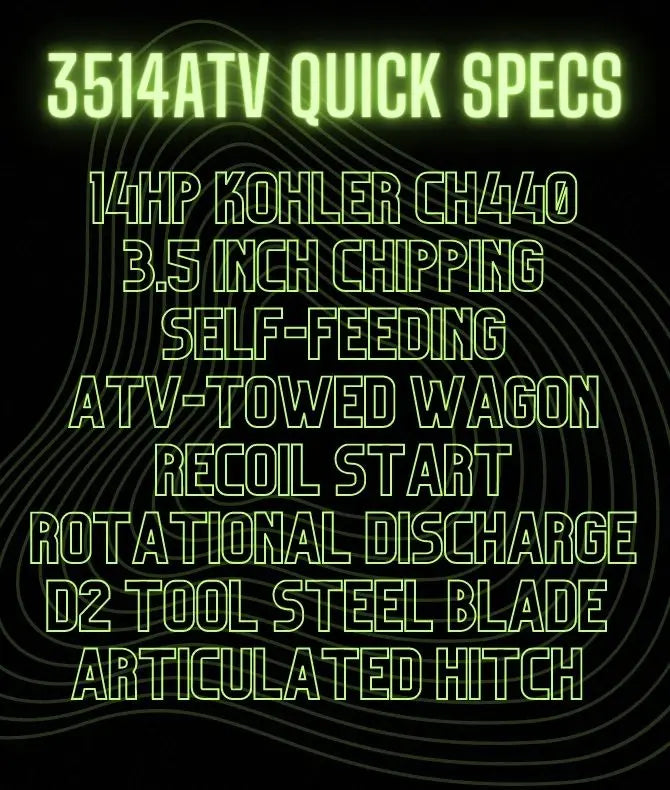 Yardbeast 3514 ATV Tow-Behind Chipper Shredder, 3.5" Capacity, 429cc Kohler Engine Yardbeast