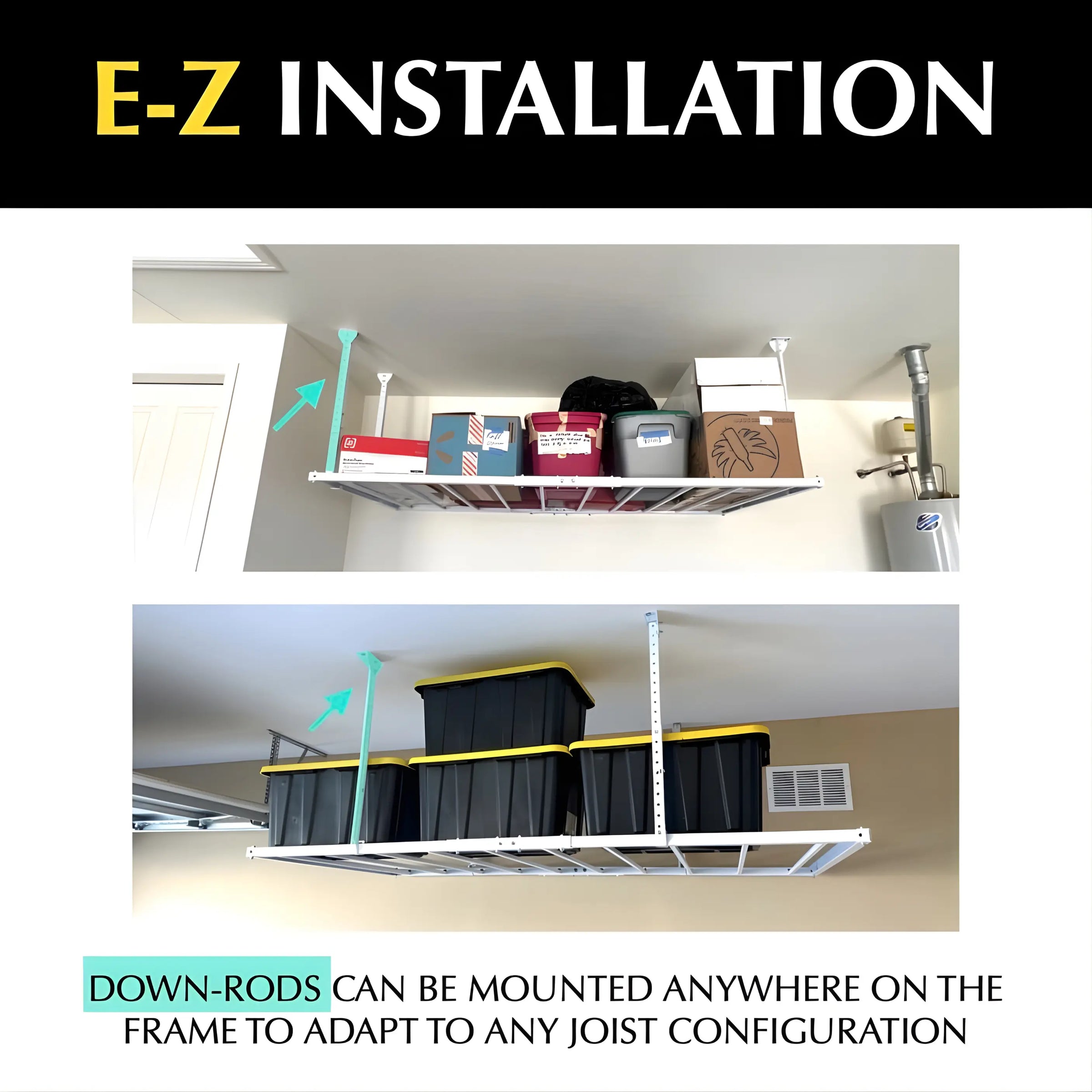 Overhead Chevy Rack Heavy-Duty 4’X4′ Pro – Overhead Garage Storage Rack - Vovlift