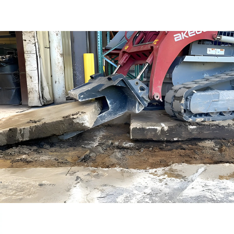 Star Industries 127 heavy-duty concrete slab lifter attached to a red compact track loader lifting concrete