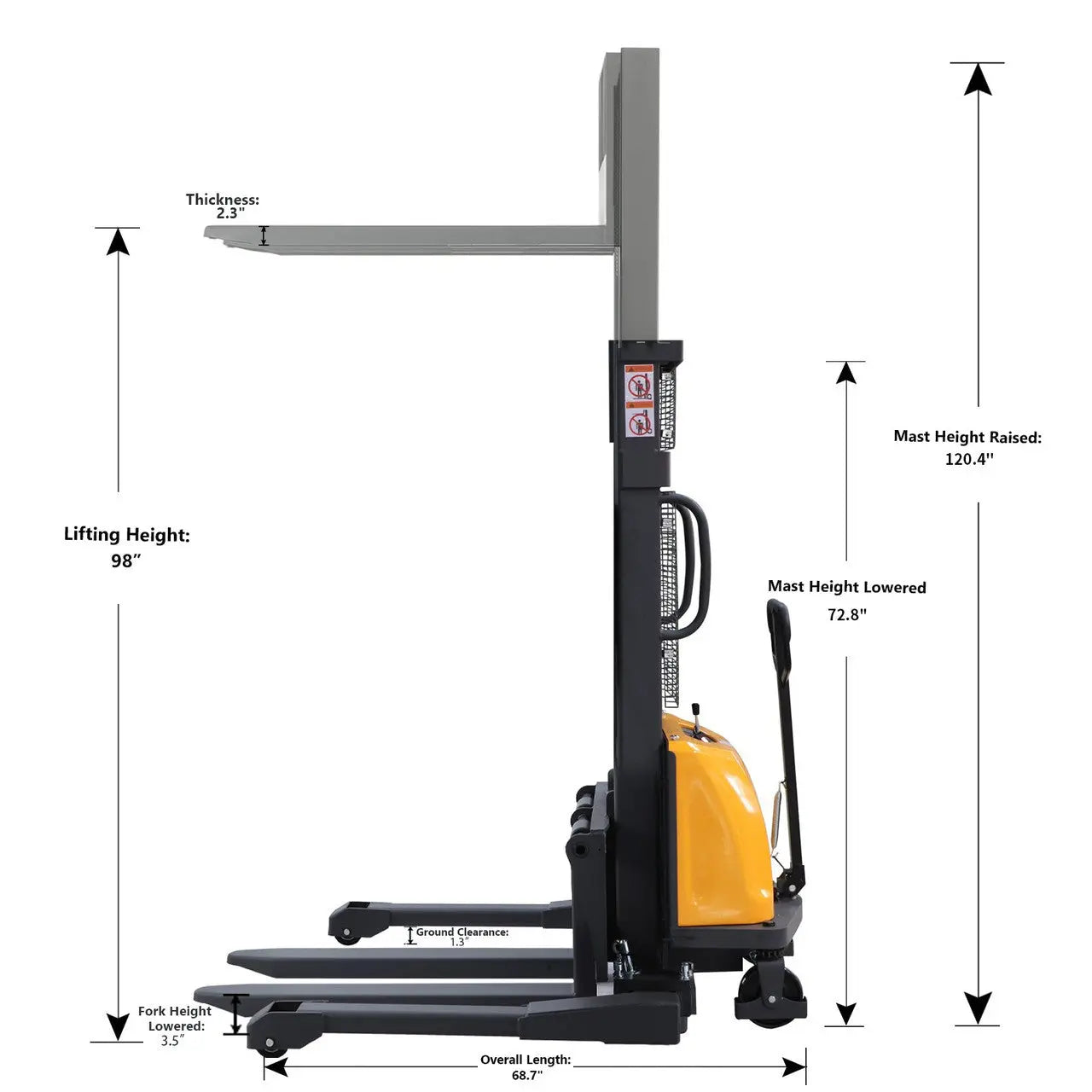 Apollolift A-3011 Straddle Stacker with adjustable mast height and fork for material handling