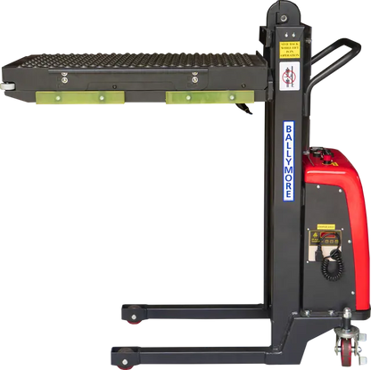 Ballymore portable ball transfer conveyor table with Semi-Electric Pallet Stacker for easy material handling