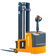EKKO EK07S electric pallet stacker with orange and black body and ergonomic handle for material handling
