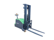 EKKO EK14C-130Li electric pallet stacker with green and black body and extended forks