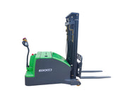 EKKO EK14C-130Li electric pallet stacker with green and black body and lifting forks